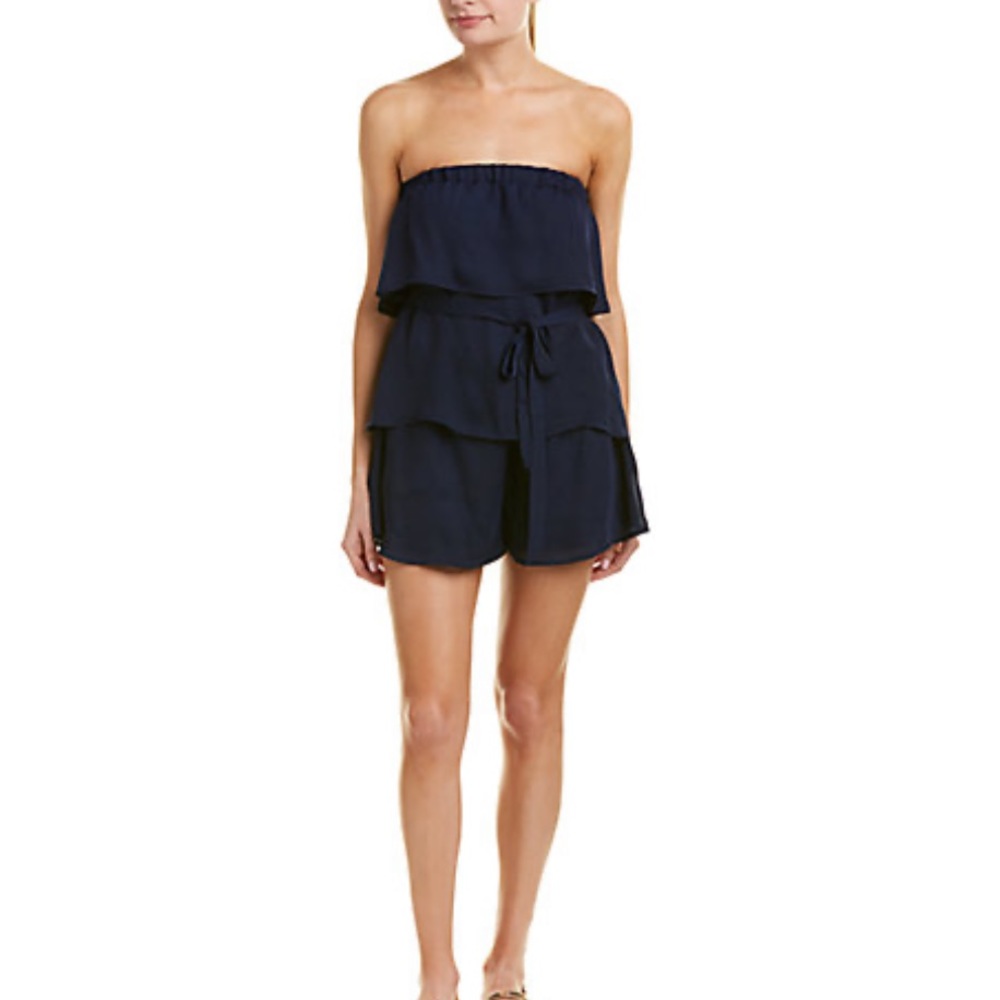 Parker Tiered Romper in Navy (Small)
